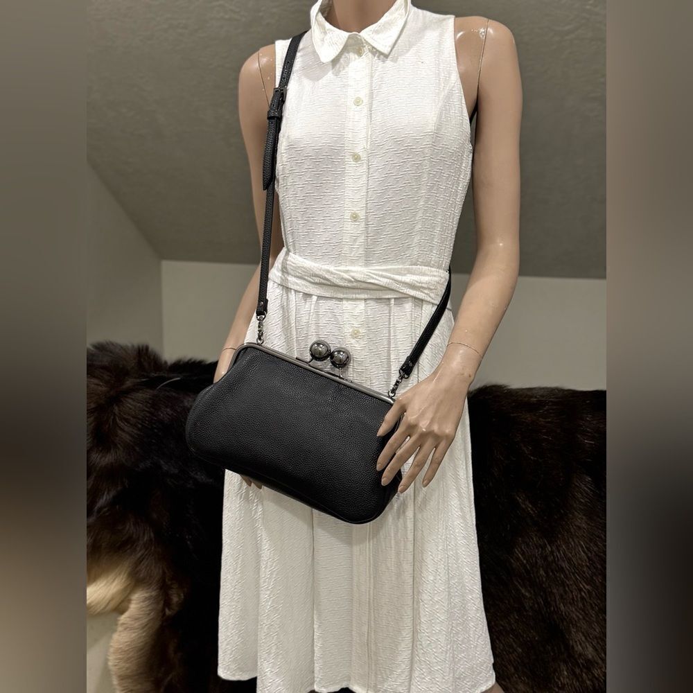 Unique Cats Print Pebble Cowhide Handmade Large Ball Kisslock Handbag, Multi Use - Picture 12 of 16